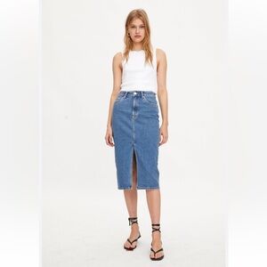 Zara Demin Midi Skirt Size S